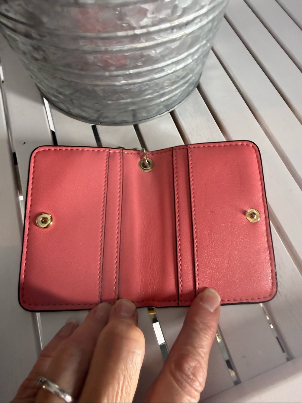 Victoria Secret pink V quilted studded logo foldable Card Case EUC - Picture 5 of 5